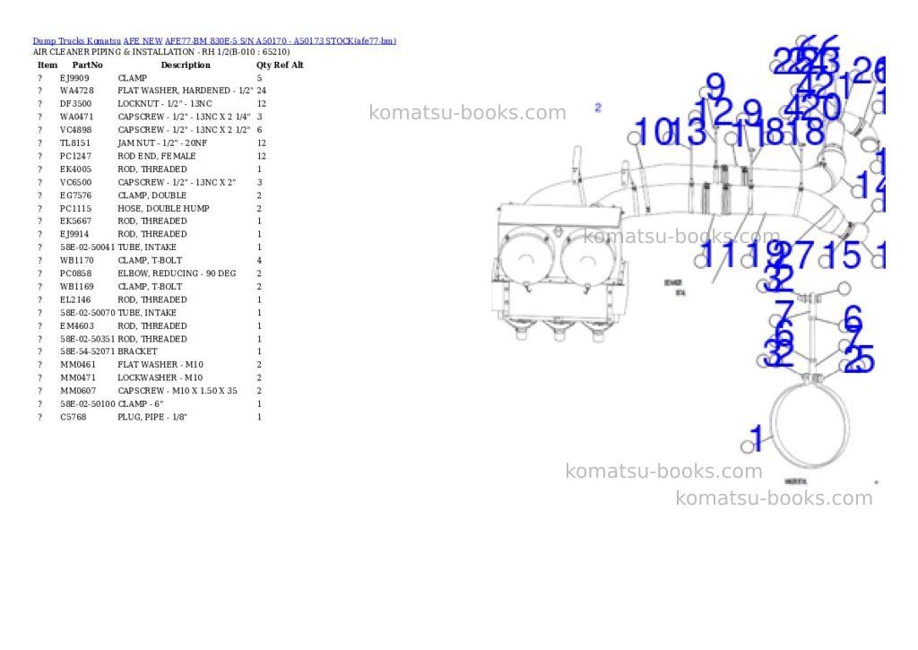 Komatsu AFE77-BM 830E-5 S/N A50170 - A50173 STOCK Parts catalog cover Page 5
