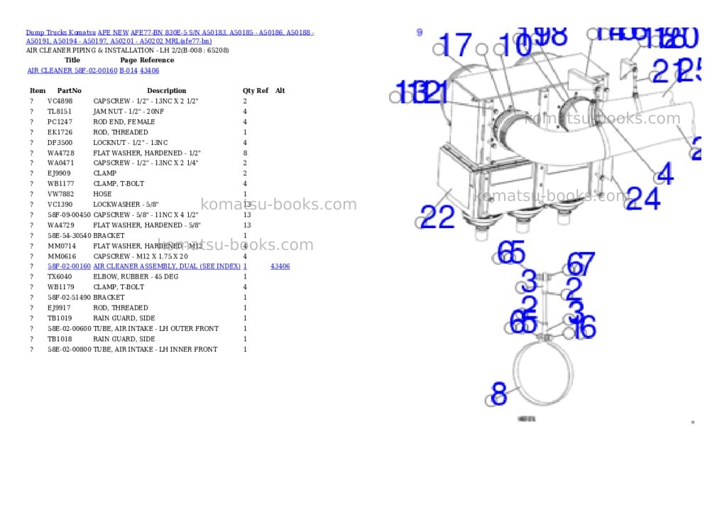 Komatsu AFE77-BN 830E-5 S/N A50183, A50185 - A50186, A50188 - A50191, A50194 - A50197, A50201 - A50202 MRL Parts catalog cover Page 4