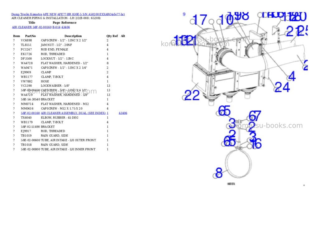 Komatsu AFE77-BR 830E-5 S/N A50200 EXXARO Parts catalog cover Page 4 Komatsu AFE77-BR 830E-5 S/N A50200 EXXARO Parts catalog cover Page 4