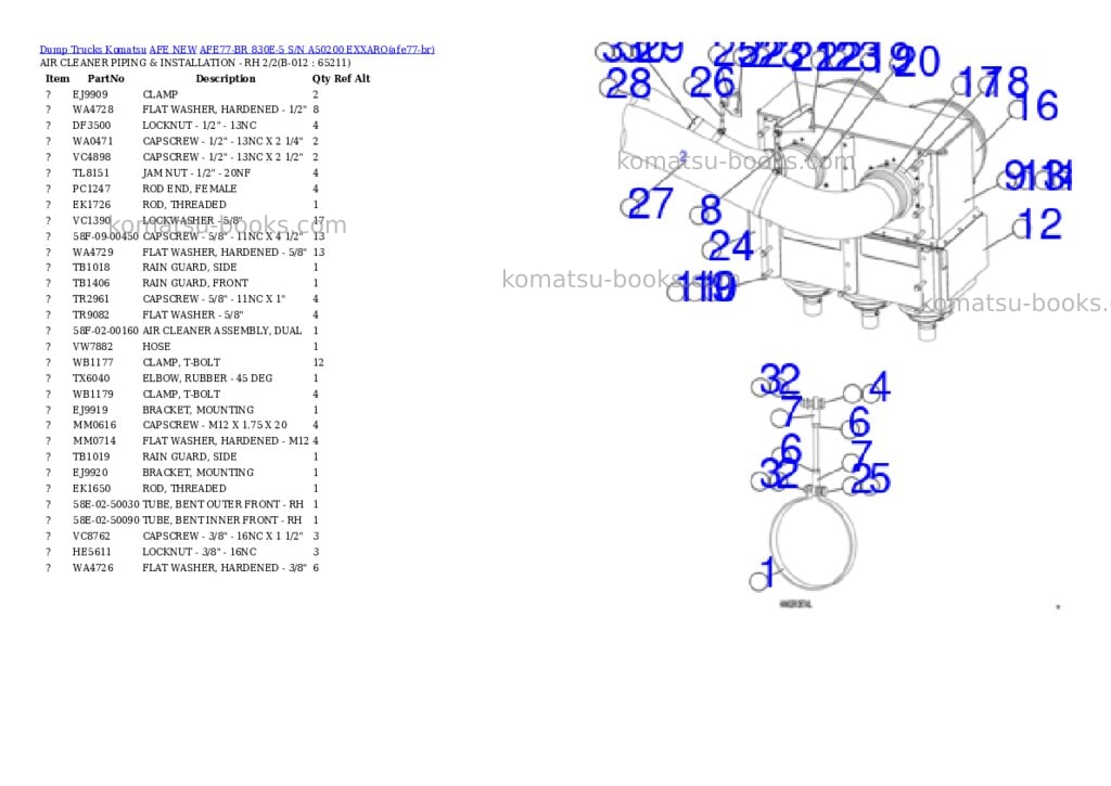 Komatsu AFE77-BR 830E-5 S/N A50200 EXXARO Parts catalog cover Page 6 Komatsu AFE77-BR 830E-5 S/N A50200 EXXARO Parts catalog cover Page 6