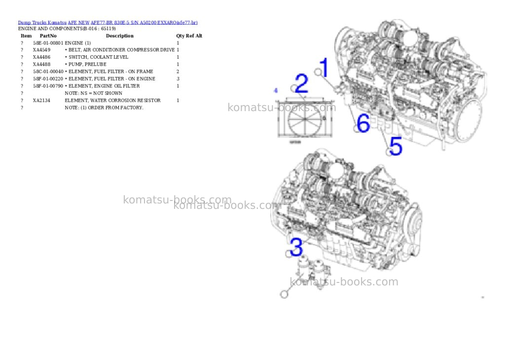 Komatsu AFE77-BR 830E-5 S/N A50200 EXXARO Parts catalog cover Page 8 Komatsu AFE77-BR 830E-5 S/N A50200 EXXARO Parts catalog cover Page 8