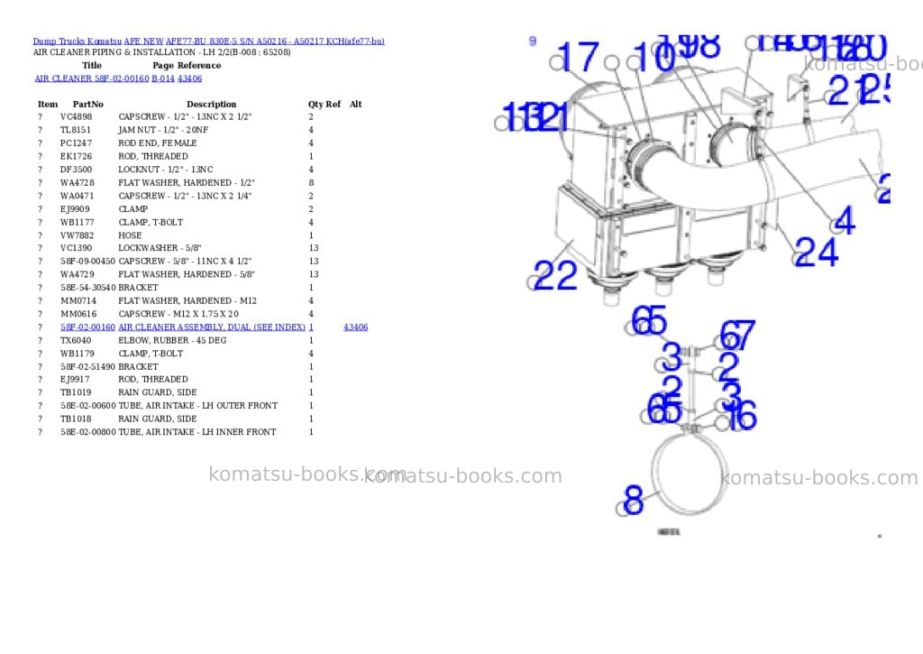 Komatsu AFE77-BU 830E-5 S/N A50216 - A50217 KCH Parts catalog cover Page 4