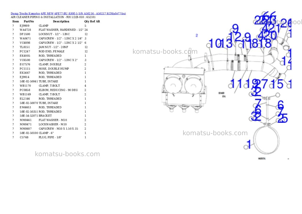 Komatsu AFE77-BU 830E-5 S/N A50216 - A50217 KCH Parts catalog cover Page 5