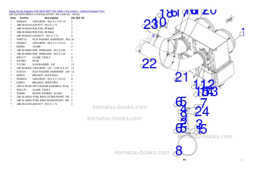 Komatsu AFE77-BV 830E-5 S/N A50221 - A50222 KSA Parts catalog cover Page 6 Komatsu AFE77-BV 830E-5 S/N A50221 - A50222 KSA Parts catalog cover Page 6