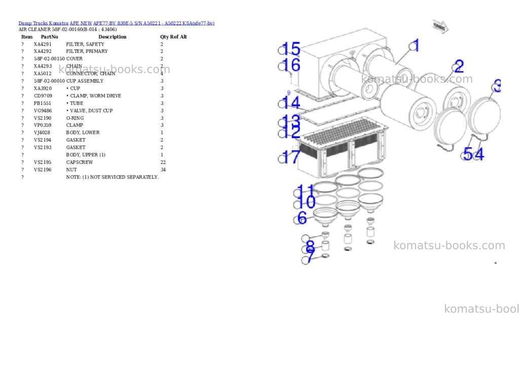 Komatsu AFE77-BV 830E-5 S/N A50221 - A50222 KSA Parts catalog cover Page 7 Komatsu AFE77-BV 830E-5 S/N A50221 - A50222 KSA Parts catalog cover Page 7