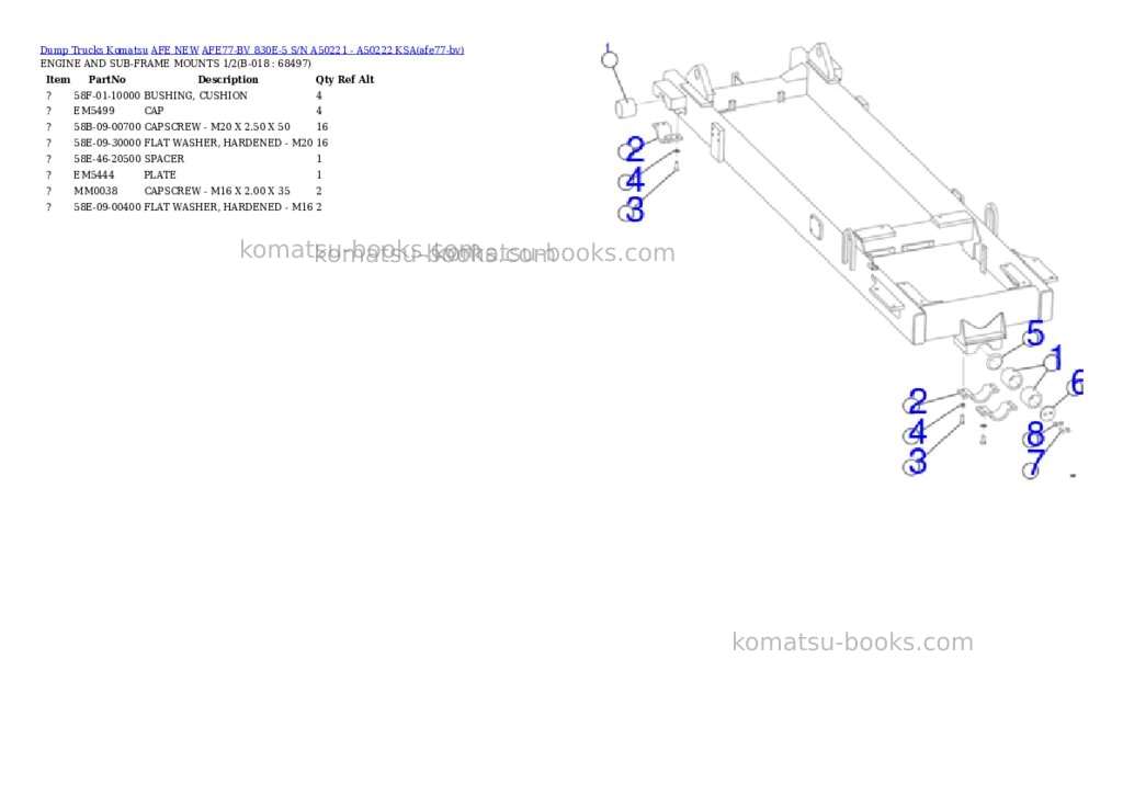 Komatsu AFE77-BV 830E-5 S/N A50221 - A50222 KSA Parts catalog cover Page 9 Komatsu AFE77-BV 830E-5 S/N A50221 - A50222 KSA Parts catalog cover Page 9
