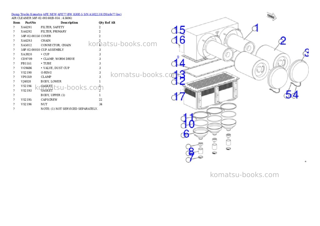 Komatsu AFE77-BW 830E-5 S/N A50223 KCH Parts catalog cover Page 7 Komatsu AFE77-BW 830E-5 S/N A50223 KCH Parts catalog cover Page 7