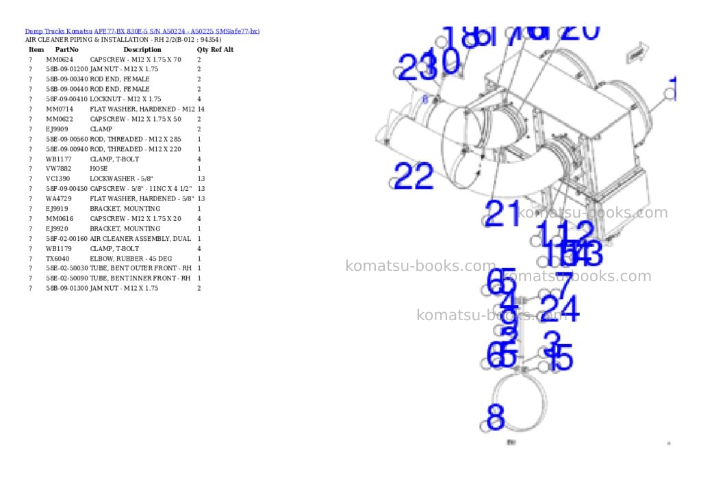 Komatsu AFE77-BX 830E-5 S/N A50224 - A50225 SMS Parts catalog cover Page 6 Komatsu AFE77-BX 830E-5 S/N A50224 - A50225 SMS Parts catalog cover Page 6