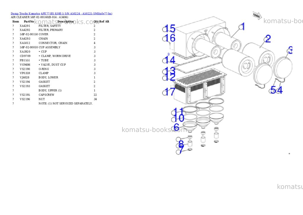 Komatsu AFE77-BX 830E-5 S/N A50224 - A50225 SMS Parts catalog cover Page 7 Komatsu AFE77-BX 830E-5 S/N A50224 - A50225 SMS Parts catalog cover Page 7