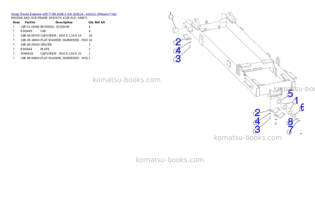 Komatsu AFE77-BX 830E-5 S/N A50224 - A50225 SMS Parts catalog cover Page 9 Komatsu AFE77-BX 830E-5 S/N A50224 - A50225 SMS Parts catalog cover Page 9