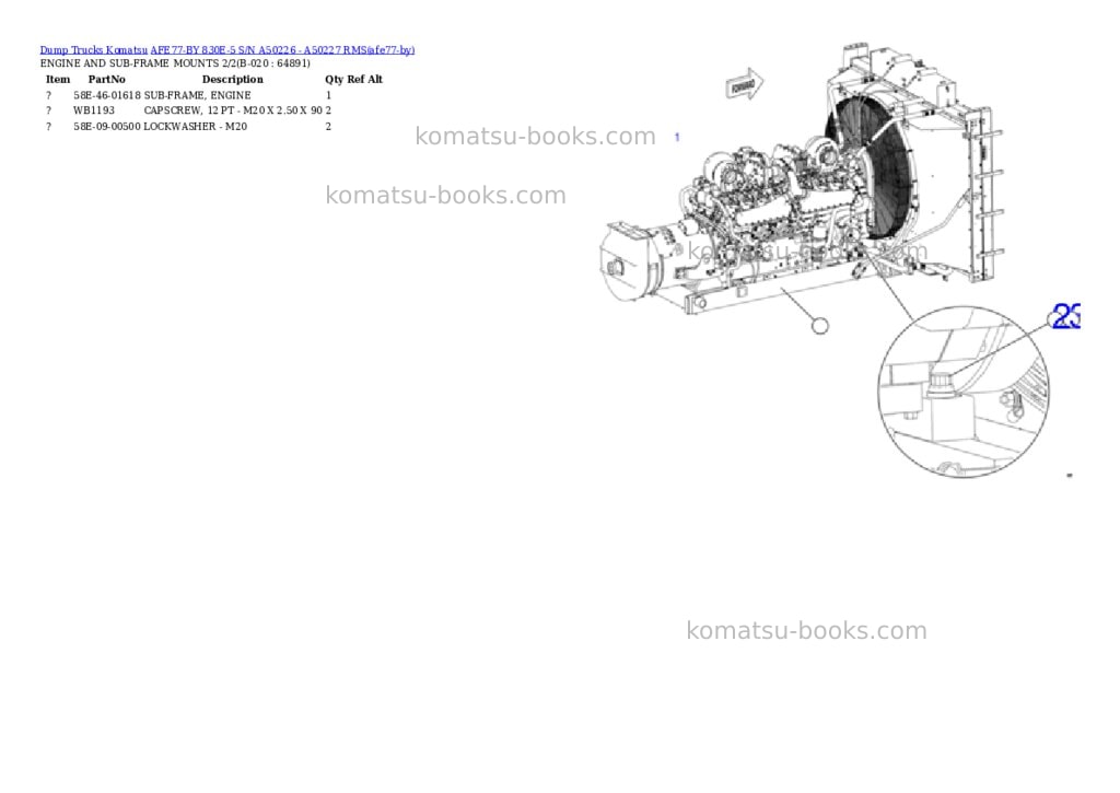 Komatsu AFE77-BY 830E-5 S/N A50226 - A50227 RMS Parts catalog cover Page 10