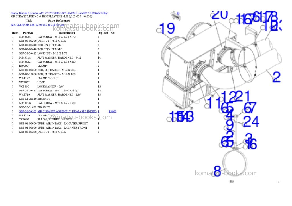 Komatsu AFE77-BY 830E-5 S/N A50226 - A50227 RMS Parts catalog cover Page 4