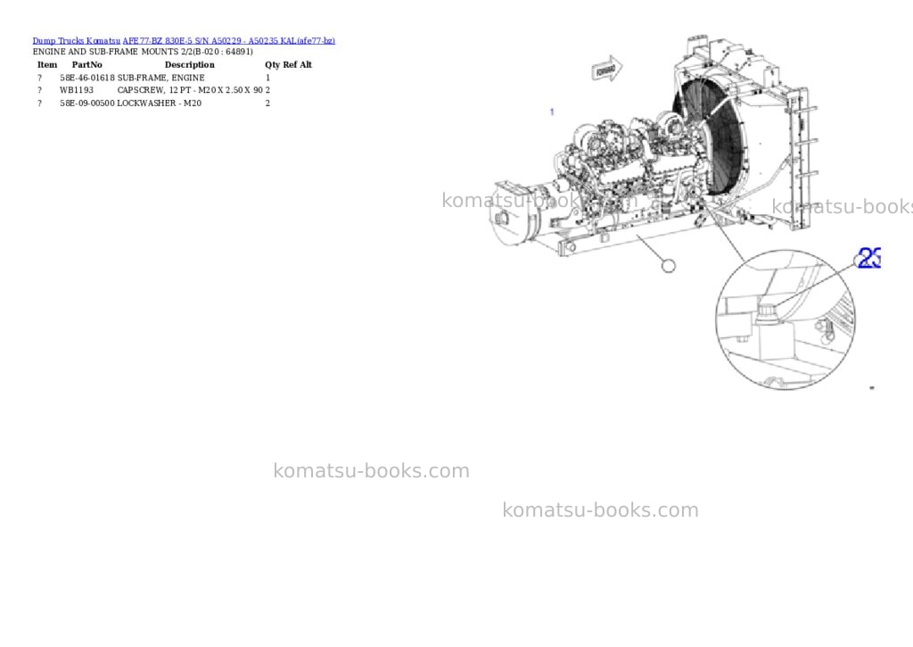 Komatsu AFE77-BZ 830E-5 S/N A50229 - A50235 KAL Parts catalog cover Page 10 Komatsu AFE77-BZ 830E-5 S/N A50229 - A50235 KAL Parts catalog cover Page 10