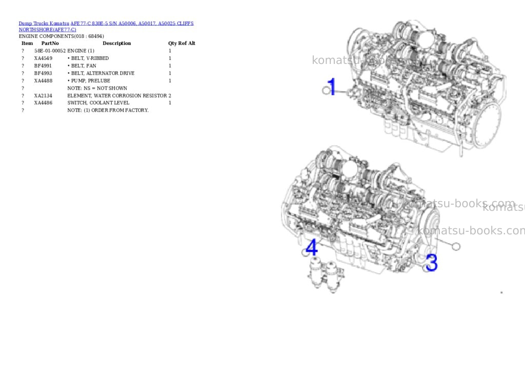 Komatsu afe77-c 830e-5 s/n a50006, a50017, a50025 cliffs northshore Parts catalog cover Page 9 Komatsu afe77-c 830e-5 s/n a50006, a50017, a50025 cliffs northshore Parts catalog cover Page 9