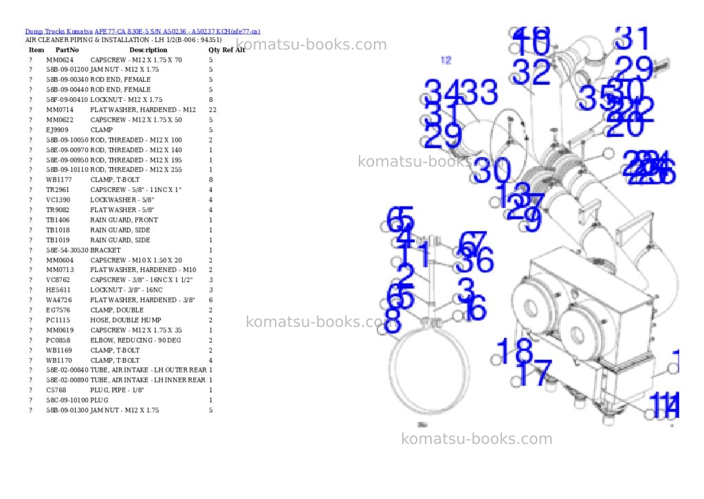 Komatsu AFE77-CA 830E-5 S/N A50236 - A50237 KCH Parts catalog cover Page 3 Komatsu AFE77-CA 830E-5 S/N A50236 - A50237 KCH Parts catalog cover Page 3
