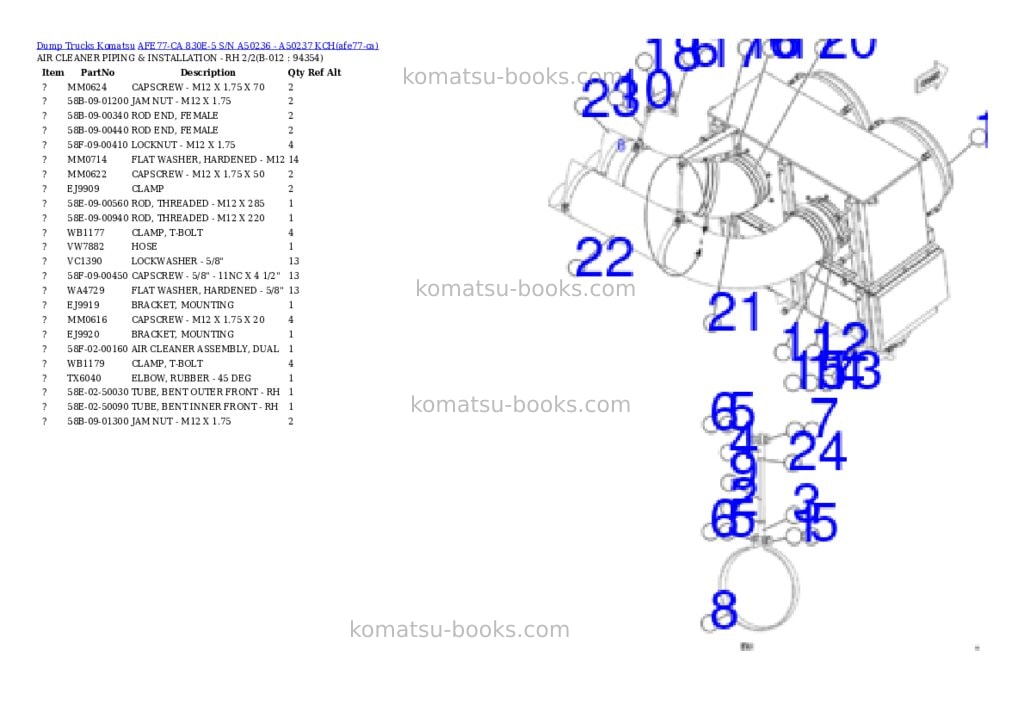 Komatsu AFE77-CA 830E-5 S/N A50236 - A50237 KCH Parts catalog cover Page 6 Komatsu AFE77-CA 830E-5 S/N A50236 - A50237 KCH Parts catalog cover Page 6
