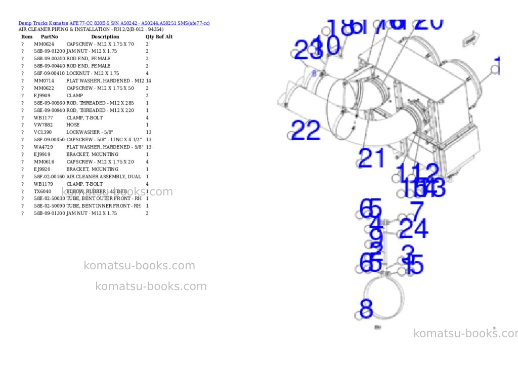 Komatsu AFE77-CC 830E-5 S/N A50242 - A50244,A50251 SMS Parts catalog cover Page 6 Komatsu AFE77-CC 830E-5 S/N A50242 - A50244,A50251 SMS Parts catalog cover Page 6