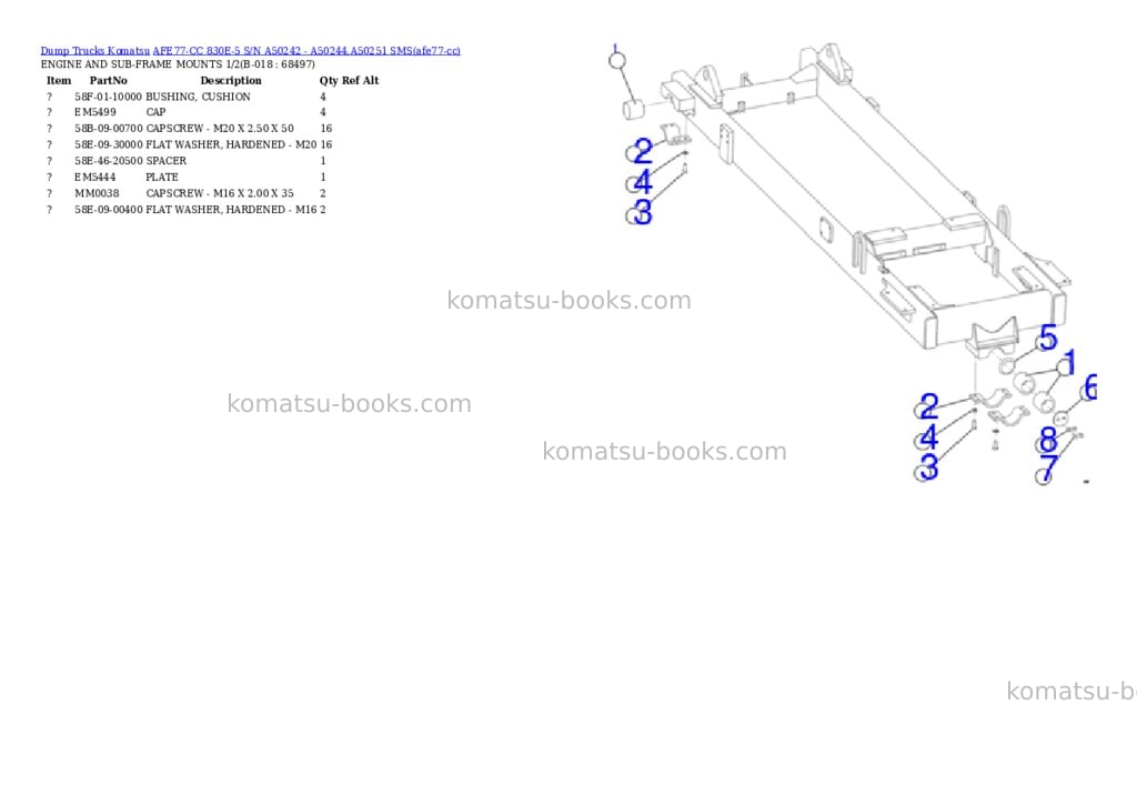 Komatsu AFE77-CC 830E-5 S/N A50242 - A50244,A50251 SMS Parts catalog cover Page 9 Komatsu AFE77-CC 830E-5 S/N A50242 - A50244,A50251 SMS Parts catalog cover Page 9