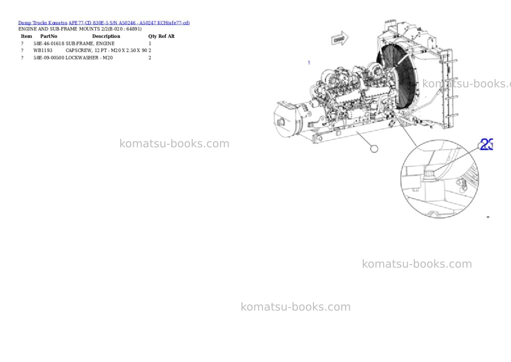 Komatsu AFE77-CD 830E-5 S/N A50246 - A50247 KCH Parts catalog cover Page 10