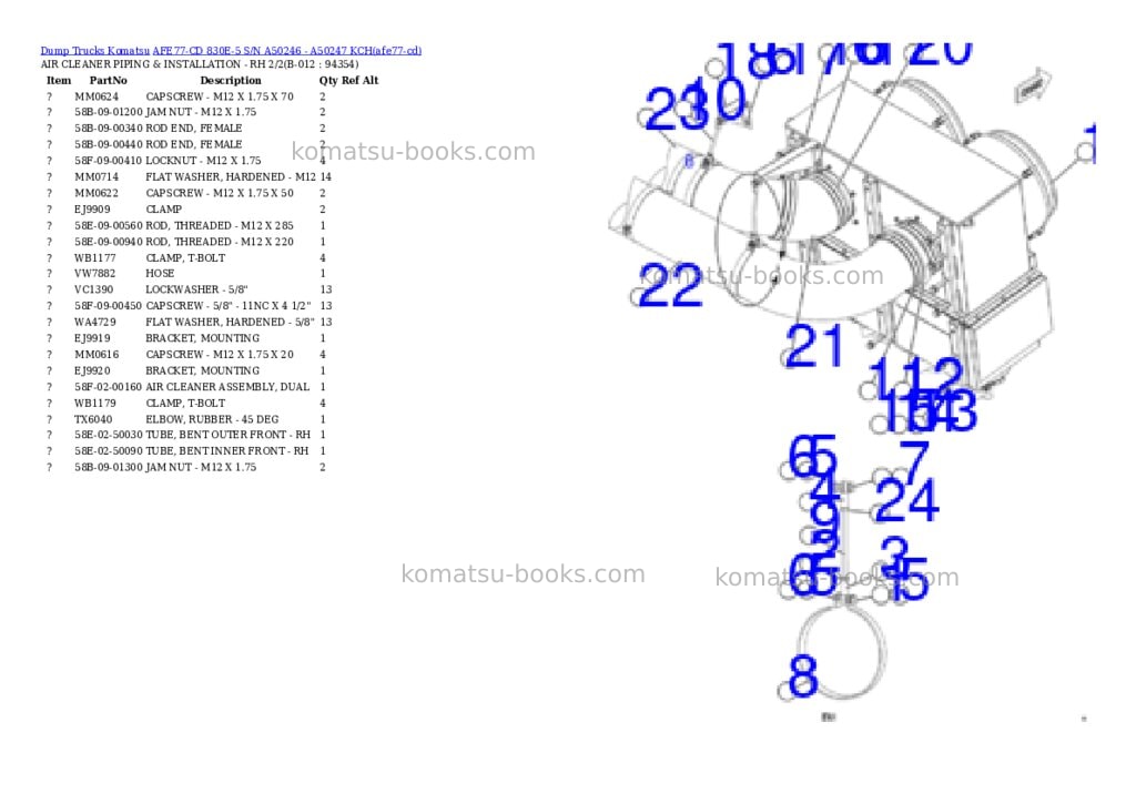 Komatsu AFE77-CD 830E-5 S/N A50246 - A50247 KCH Parts catalog cover Page 6