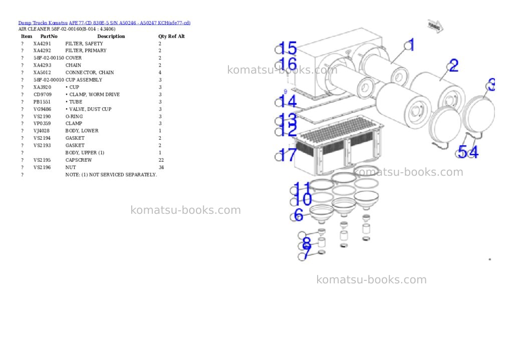 Komatsu AFE77-CD 830E-5 S/N A50246 - A50247 KCH Parts catalog cover Page 7