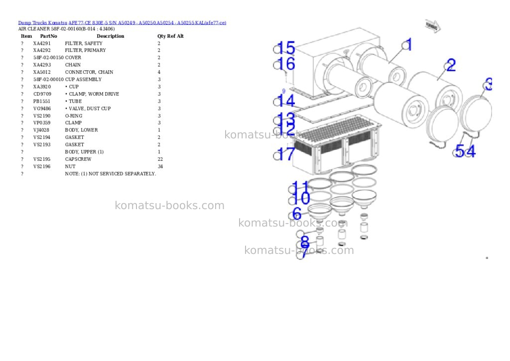 Komatsu AFE77-CE 830E-5 S/N A50249 - A50250,A50254 - A50255 KAL Parts catalog cover Page 7 Komatsu AFE77-CE 830E-5 S/N A50249 - A50250,A50254 - A50255 KAL Parts catalog cover Page 7