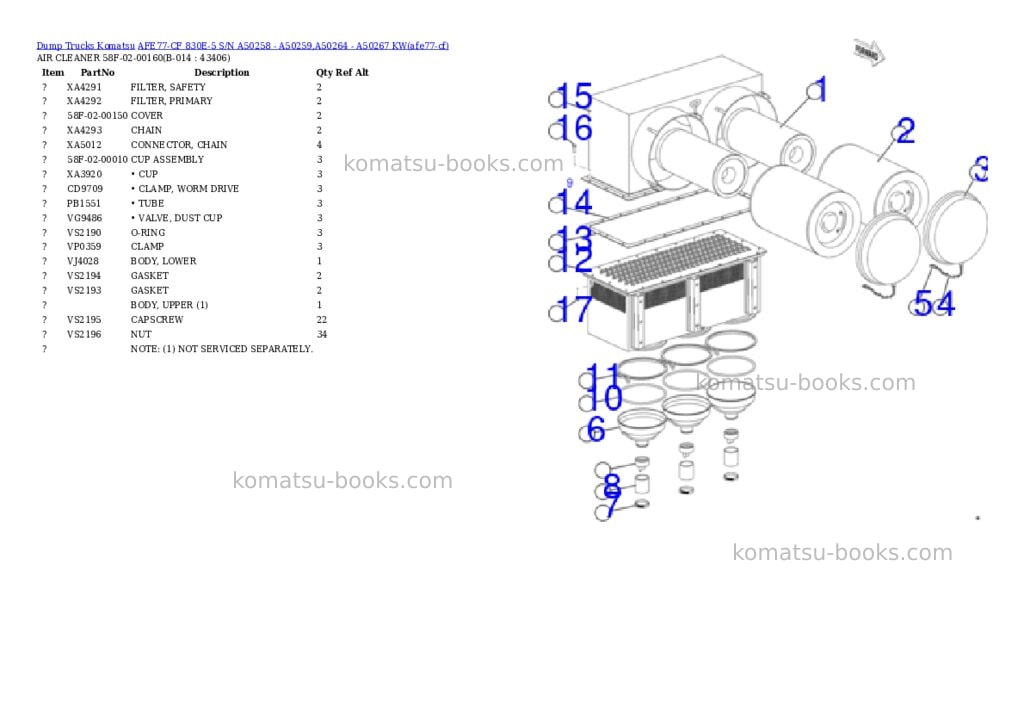 Komatsu AFE77-CF 830E-5 S/N A50258 - A50259,A50264 - A50267 KW Parts catalog cover Page 8 Komatsu AFE77-CF 830E-5 S/N A50258 - A50259,A50264 - A50267 KW Parts catalog cover Page 8