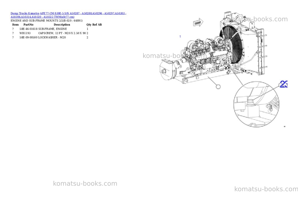 Komatsu AFE77-CM 830E-5 S/N A50287 - A50288,A50296 - A50297,A50303 - A50306,A50314,A50320 - A50322 TWM Parts catalog cover Page 7