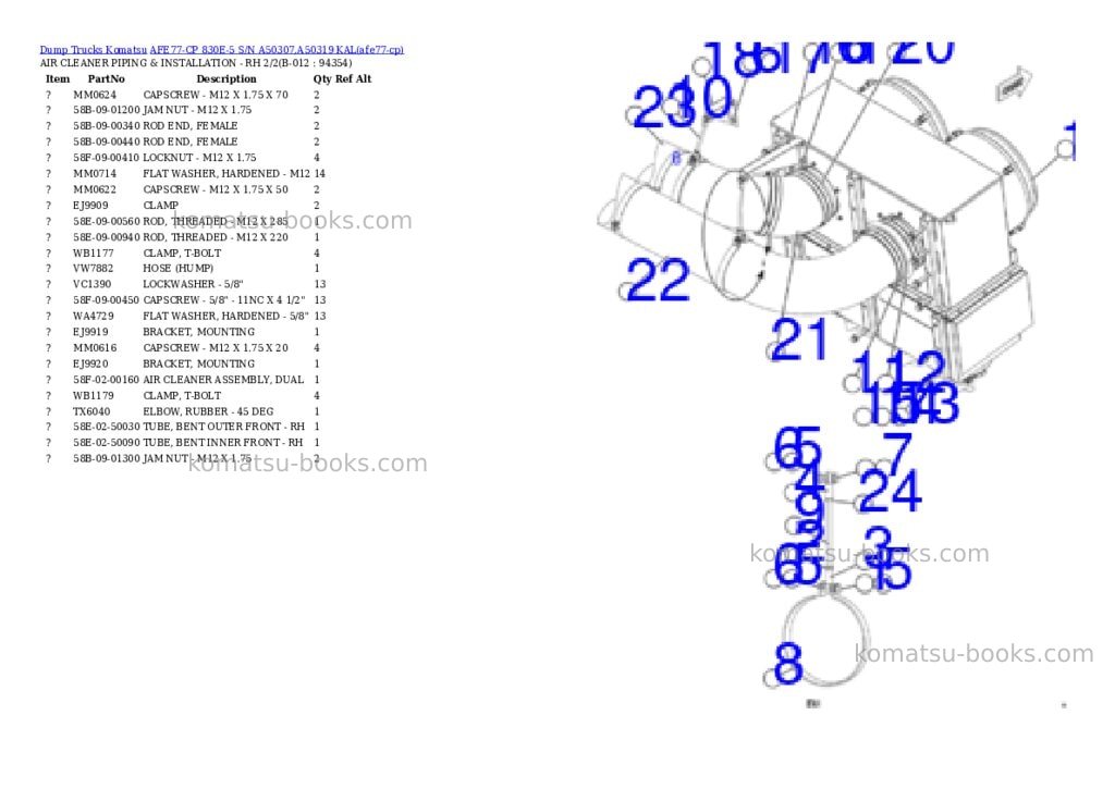 Komatsu AFE77-CP 830E-5 S/N A50307,A50319 KAL Parts catalog cover Page 6 Komatsu AFE77-CP 830E-5 S/N A50307,A50319 KAL Parts catalog cover Page 6