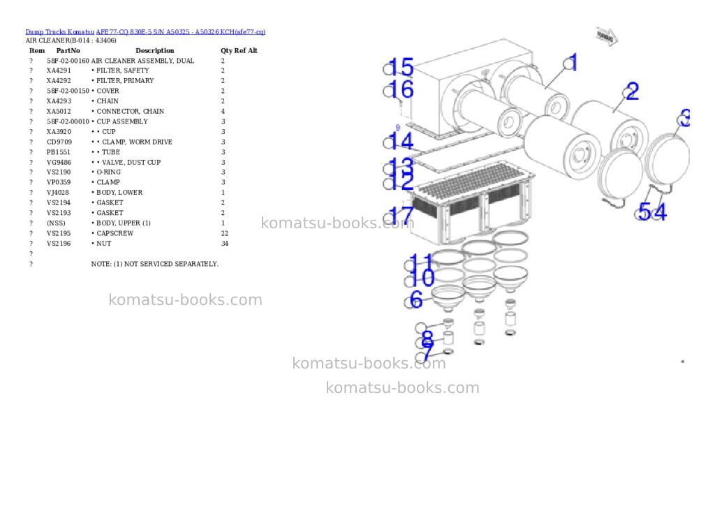 Komatsu AFE77-CQ 830E-5 S/N A50325 - A50326 KCH Parts catalog cover Page 7 Komatsu AFE77-CQ 830E-5 S/N A50325 - A50326 KCH Parts catalog cover Page 7