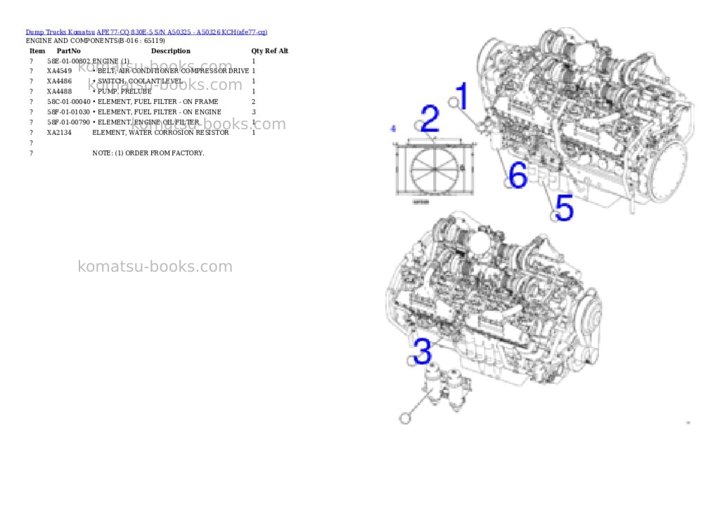 Komatsu AFE77-CQ 830E-5 S/N A50325 - A50326 KCH Parts catalog cover Page 8 Komatsu AFE77-CQ 830E-5 S/N A50325 - A50326 KCH Parts catalog cover Page 8