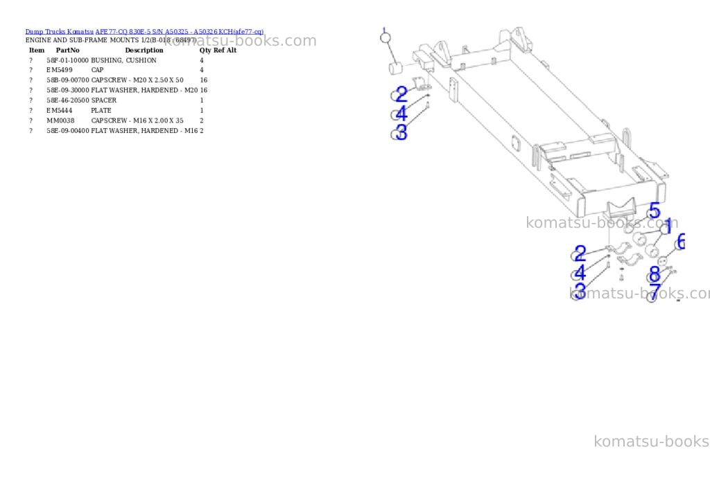 Komatsu AFE77-CQ 830E-5 S/N A50325 - A50326 KCH Parts catalog cover Page 9 Komatsu AFE77-CQ 830E-5 S/N A50325 - A50326 KCH Parts catalog cover Page 9