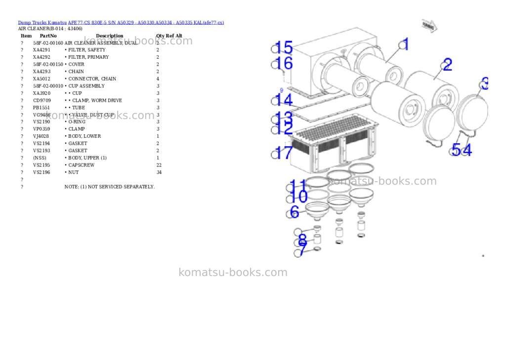 Komatsu AFE77-CS 830E-5 S/N A50329 - A50330,A50334 - A50335 KAL Parts catalog cover Page 7