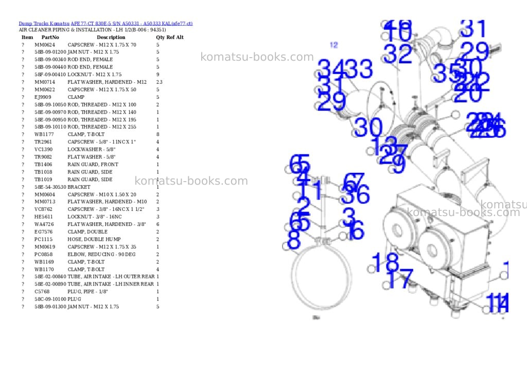 Komatsu AFE77-CT 830E-5 S/N A50331 - A50333 KAL Parts catalog cover Page 3 Komatsu AFE77-CT 830E-5 S/N A50331 - A50333 KAL Parts catalog cover Page 3