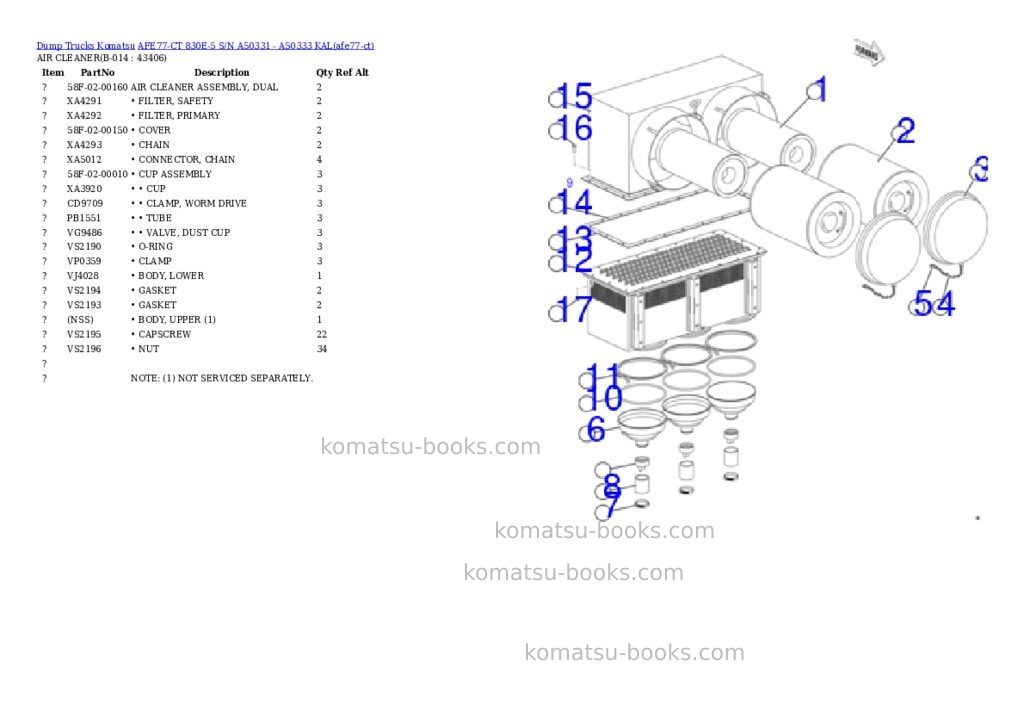 Komatsu AFE77-CT 830E-5 S/N A50331 - A50333 KAL Parts catalog cover Page 7 Komatsu AFE77-CT 830E-5 S/N A50331 - A50333 KAL Parts catalog cover Page 7