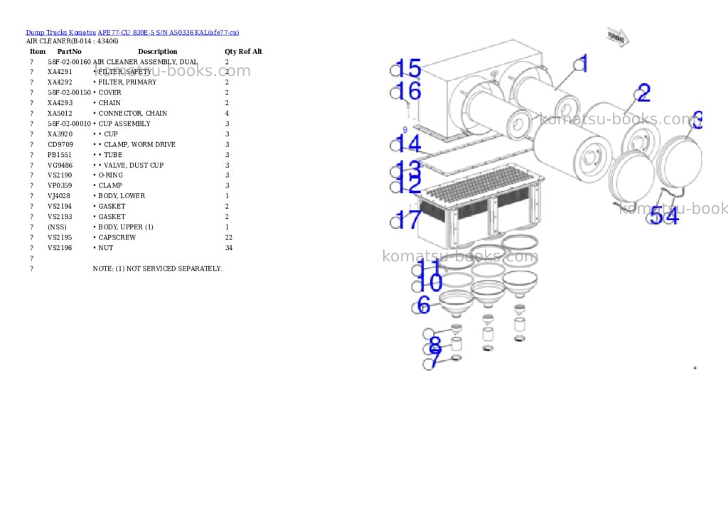 Komatsu AFE77-CU 830E-5 S/N A50336 KAL Parts catalog cover Page 7 Komatsu AFE77-CU 830E-5 S/N A50336 KAL Parts catalog cover Page 7