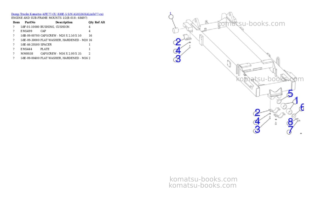 Komatsu AFE77-CU 830E-5 S/N A50336 KAL Parts catalog cover Page 9 Komatsu AFE77-CU 830E-5 S/N A50336 KAL Parts catalog cover Page 9