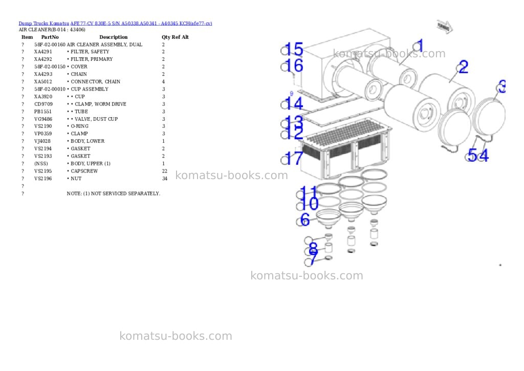 Komatsu AFE77-CV 830E-5 S/N A50338,A50341 - A40345 KCH Parts catalog cover Page 7