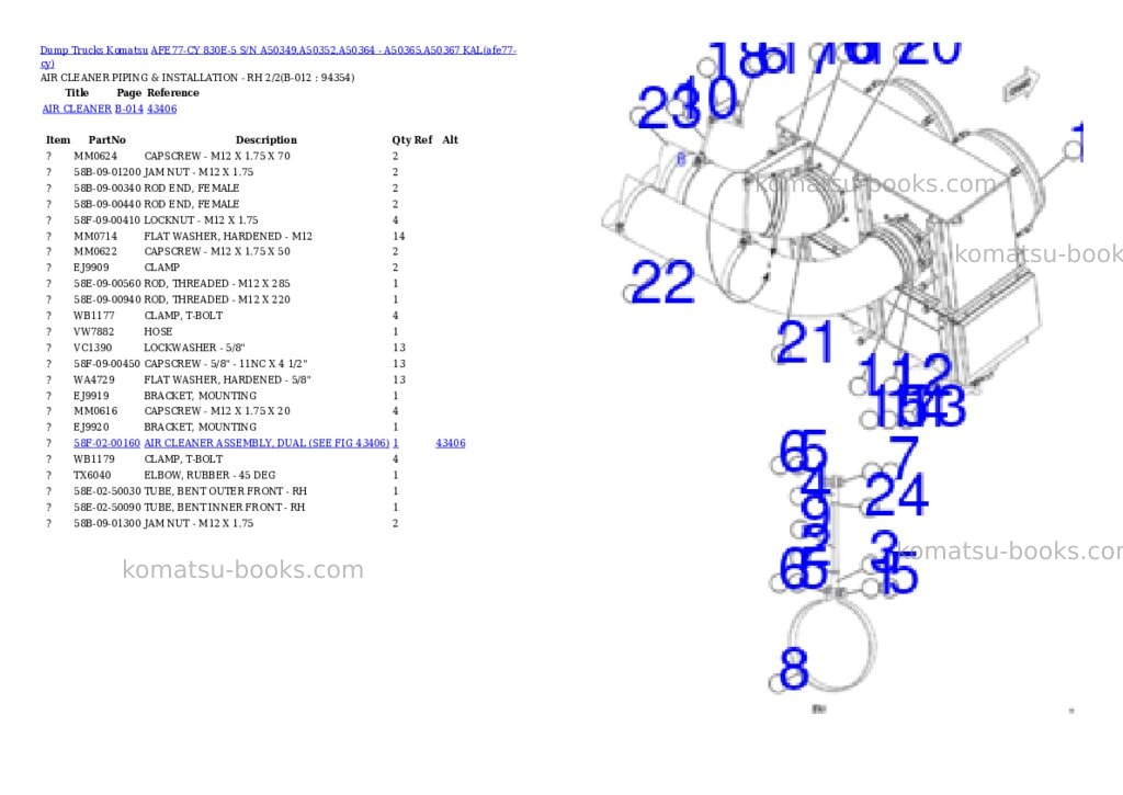 Komatsu AFE77-CY 830E-5 S/N A50349,A50352,A50364 - A50365,A50367 KAL Parts catalog cover Page 6 Komatsu AFE77-CY 830E-5 S/N A50349,A50352,A50364 - A50365,A50367 KAL Parts catalog cover Page 6