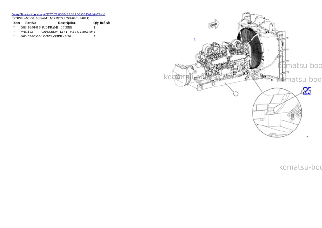 Komatsu AFE77-CZ 830E-5 S/N A50350 KAL Parts catalog cover Page 10