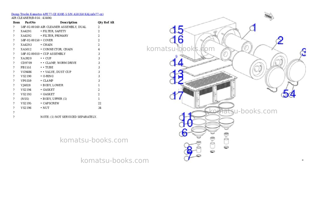 Komatsu AFE77-CZ 830E-5 S/N A50350 KAL Parts catalog cover Page 7