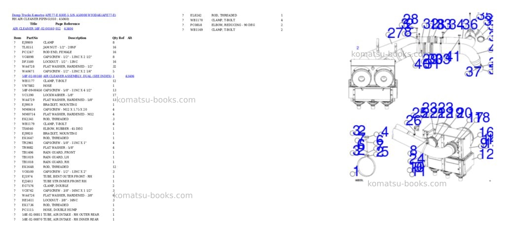 Komatsu afe77-e 830e-5 s/n a50008 wyodak Parts catalog cover Page 5