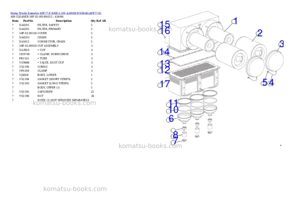 Komatsu afe77-e 830e-5 s/n a50008 wyodak Parts catalog cover Page 6