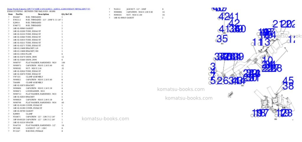 Komatsu afe77-f 830e-5 s/n a50013 - a50015, a50019 heavy metal Parts catalog cover Page 10