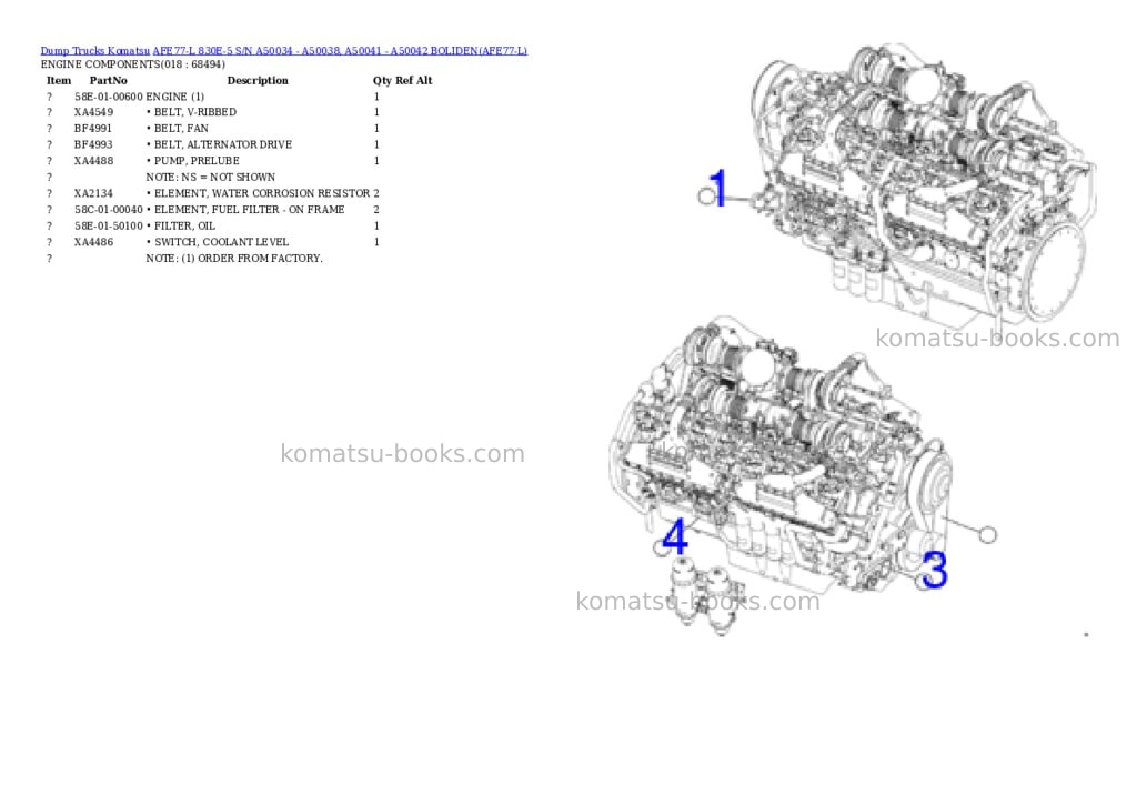 Komatsu afe77-l 830e-5 s/n a50034 - a50038, a50041 - a50042 boliden Parts catalog cover Page 9 Komatsu afe77-l 830e-5 s/n a50034 - a50038, a50041 - a50042 boliden Parts catalog cover Page 9