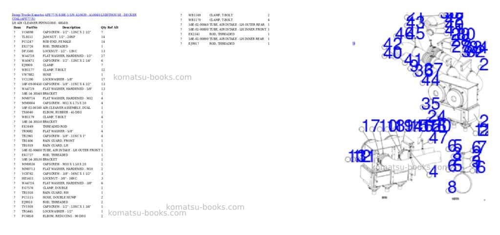 Komatsu afe77-n 830e-5 s/n a50039 - a50040 lighthouse - decker coal Parts catalog cover Page 4