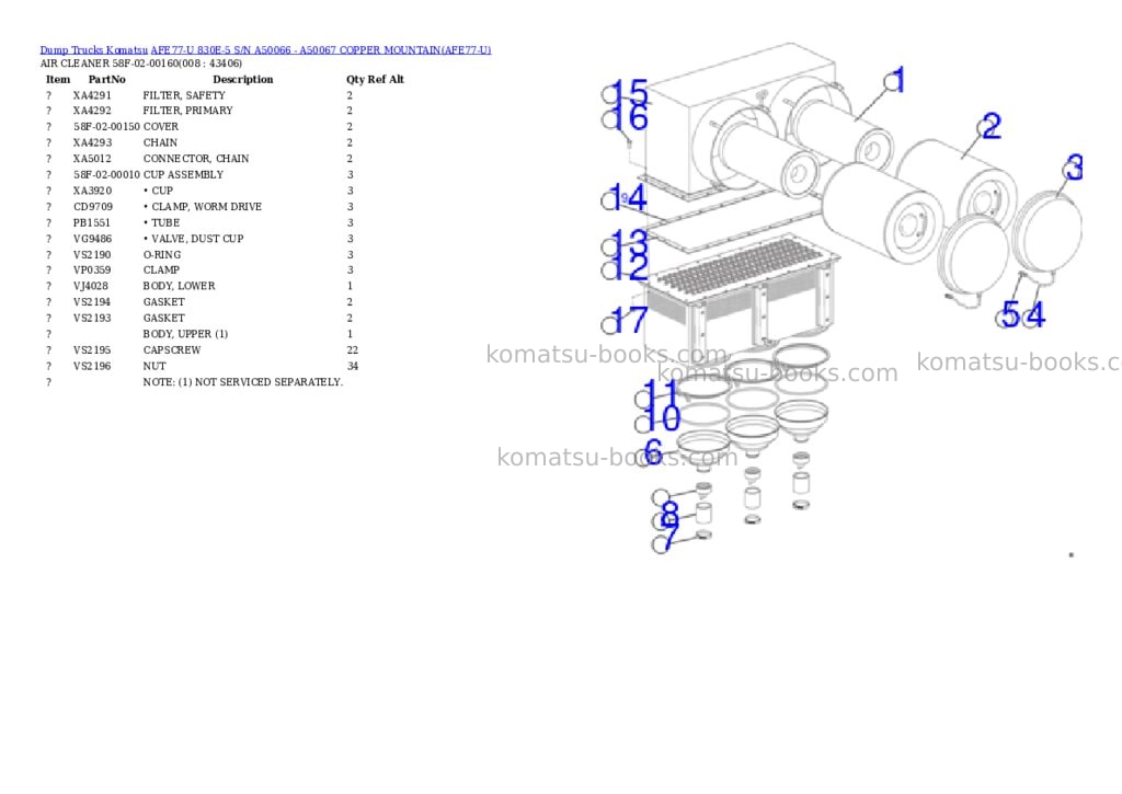 Komatsu AFE77-U 830E-5 S/N A50066 - A50067 COPPER MOUNTAIN Parts catalog cover Page 4 Komatsu AFE77-U 830E-5 S/N A50066 - A50067 COPPER MOUNTAIN Parts catalog cover Page 4