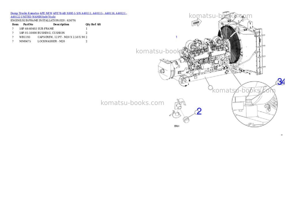 Komatsu AFE78-AB 930E-5 S/N A40111, A40115 - A40116, A40121 - A40122 UNITED WAMBO Parts catalog cover Page 10