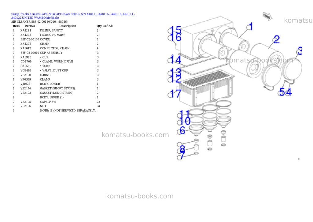 Komatsu AFE78-AB 930E-5 S/N A40111, A40115 - A40116, A40121 - A40122 UNITED WAMBO Parts catalog cover Page 5