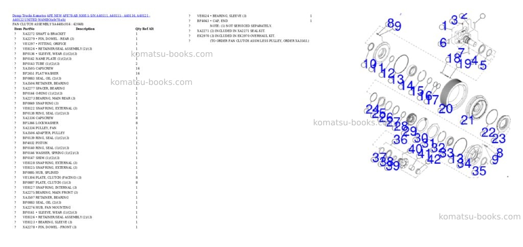 Komatsu AFE78-AB 930E-5 S/N A40111, A40115 - A40116, A40121 - A40122 UNITED WAMBO Parts catalog cover Page 7